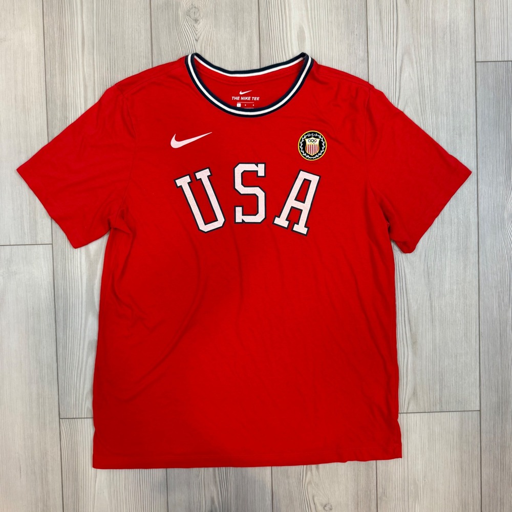 Nike USA Olympic Team T-Shirt Red Mens Large CN1423 Short Sleeve Tee